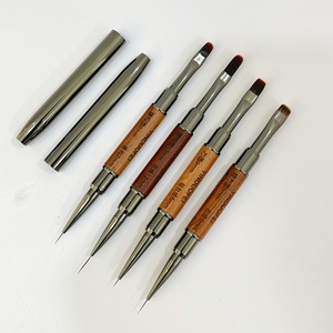 Professional Nail Salon High-quality Double-headed Nail <b>Brush</b> Metal Wooden Pole Only Do High-quality Brand Products - Product Image 1