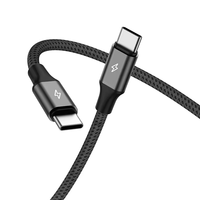 Kabel Pengisian Cepat USB-C ke USB-C 3A Mendukung Pengisian Cepat dan Transfer Data, Kabel Data Tipe-C Berbahan Aluminium Terjalin