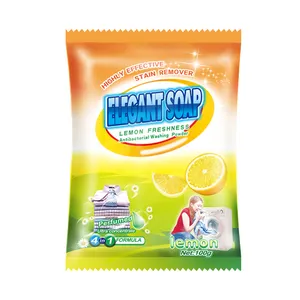 OEM 100g marca detergente para ropa en polvo jabón que hace la máquina fórmula limón fragancia con Perfume mágico características 1kg modelo China