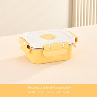 Rechthoekige lunchbox van matgeel roestvrij staal, 3 maten (1-3L), voorbehoud van versheid, milieuvriendelijk, duurzaam, eenvoudig kartonnen verpakking