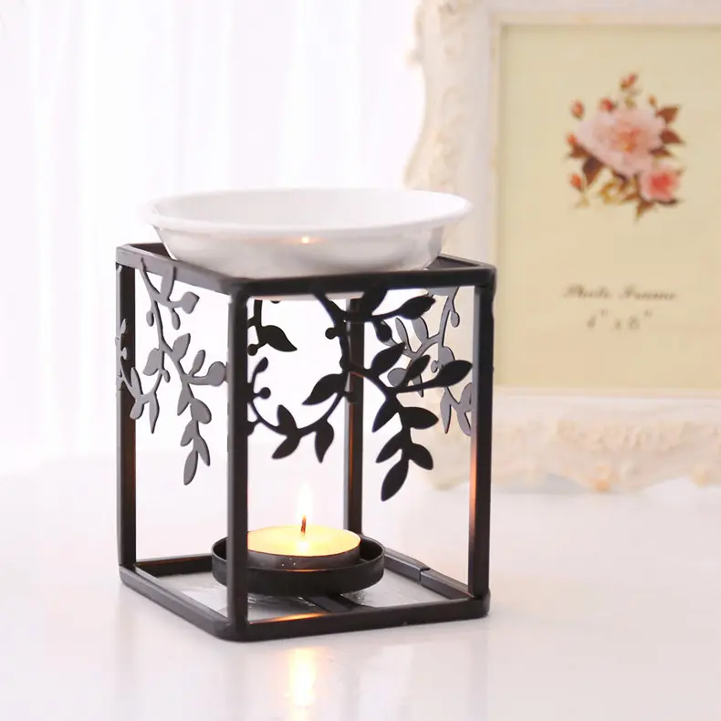 Labeauty Metalen Aromatische Olie Brander Geometrische Keramische Essentiële Olie Theelichtje Kaars Houder Wax Smelt Warmer Aroma Diffuser Lamp