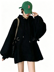 Pull-over ample en laine épaisse et confortable pour <span class=keywords><strong>femme</strong></span>, style coréen, automne-hiver, avec capuche imprimée 3D personnalisée, <span class=keywords><strong>grande</strong></span> <span class=keywords><strong>taille</strong></span>, pull de sport - Product Image 3