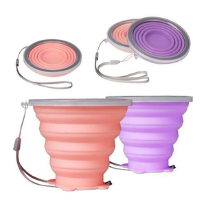 Tazza Pieghevole in Silicone Portatile <span class=keywords><strong>dal</strong></span> Design Moderno, Bicchiere da Viaggio Pieghevole in Silicone con Coperchio per Campeggio - Product Image 1