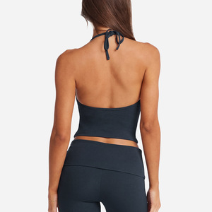 Nouveau débardeur de sport 2026 pour femme, col licou à nouer, <span class=keywords><strong>dos</strong></span> ouvert, coupe courte, sensation seconde peau, séchage rapide, extensible dans les 4 sens, pour le yoga - Product Image 5
