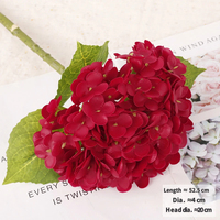 Tiges d'hortensias artificiels Moisture Touch, fleurs décoratives artificielles, bouquet élégant d'hortensias en soie pour la maison, les centres de table de mariage