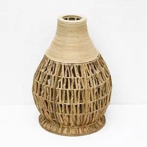 Best Selling Modern Water Hyacinth Handmade Woven Vase Table Centerpiece Decoration For Wedding OEM Floor Vase For Home Decor
