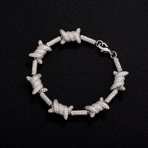 Collier chaîne épingle en fil de cuivre zirconé, couleur inaltérable, style hip-hop, unisexe, personnalisé - Product Image 2