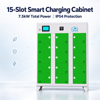 Armoire de recharge intelligente verte RFID à 15 emplacements 7,5 kW pour la recharge de vélos électriques commerciaux - Fabrication OEM en Chine