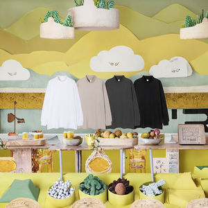 YLS Camiseta de punto de algodón peinado 100% personalizada para hombre 225 GSM/300gsm delgada de gran tamaño cuello alto manga larga cuello alto diseño en blanco - Product Image 3