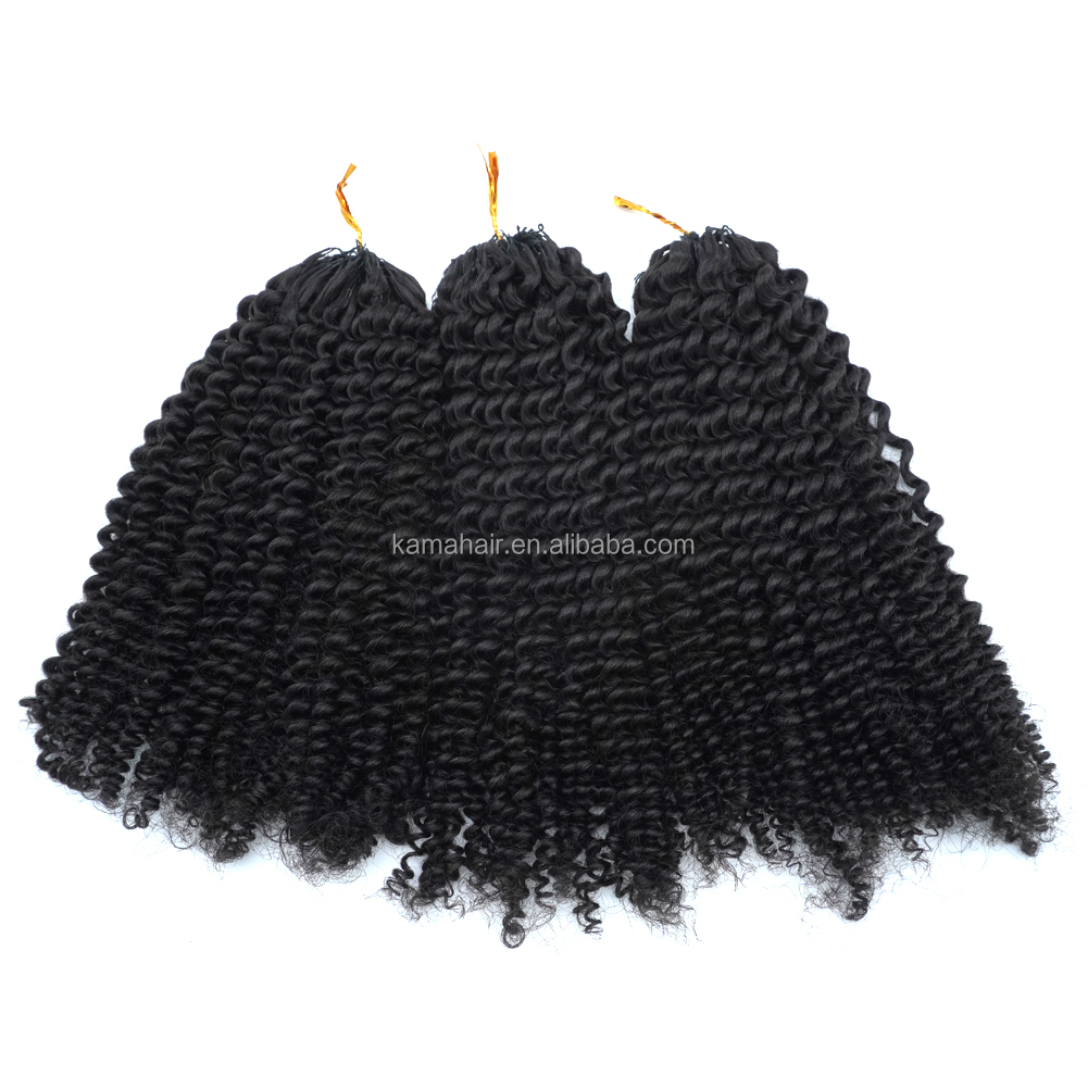 KAMA Kinky Curly Crochet Human Hair Extensions Kinky Curly Crochet Feather Tip Hair Extensions for Twists and Braids Detail Section 4