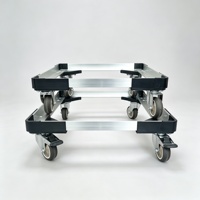 Chariot à plateaux à quatre roues, dimensions personnalisées, hauteur 3 pouces, frein silencieux, cadre en aluminium pivotant, logistique d'entrepôt, shopping