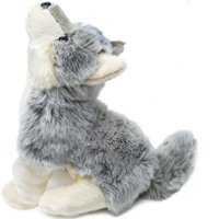 Peluche loup gris réaliste assis, personnalisable, fabrication OEM/ODM CE CPC, jouets en peluche doux