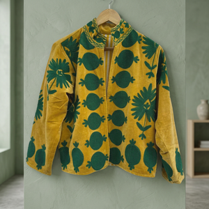 Bohemian Velvet Suzani <b>Jacket</b> Hand Embroidered Reversible <b>Bomber</b> Coat Floral Pattern <b>Vintage</b> Colorful Uzbek Winter Cotton Filled - Product Image 3
