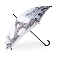 Parapluie personnalisé avec impression numérique photo sur manche en bois bon marché avec impression de la tour Eiffel de Paris