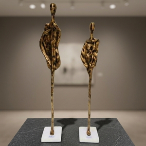 Jaffs Exports Contemporary Gold Aluminium <b>Figurative</b> Sculptures Handmade Artistic Eco-Friendly Durable Tabletop Decor 2Pcs - Product Image 3