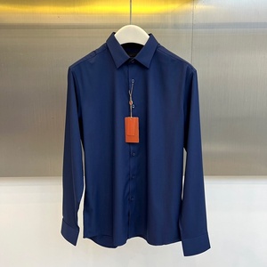 High-quality Loro business casual Piana fashion vintage style <b>collarless</b> long-sleeved <b>shirt</b> for <b>men</b> - Product Image 1