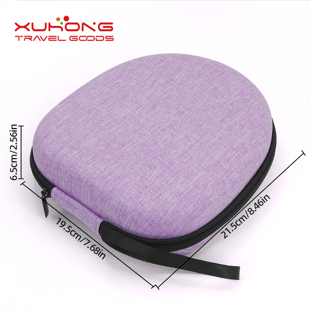 Travel Headphone Case Nylon+Velvet EVA 21.7*19.5*6.6cm Portable Storage for Over-Ear Headset Waterproof Shock-Proof Blue Shell