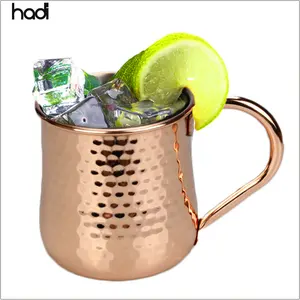 HADI Lieferant Moscow Mule Becher Rose Gold Gehämmert Edelstahl Bier Wein Drink Kupfer Magie Tassen Kaffeetassen Mit Griff