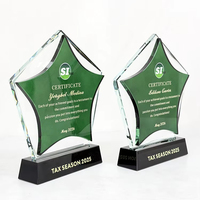 Trophée Étoile en Cristal Vert Personnalisé avec Impression UV du Fabricant – Récompense Sportive en Cristal Pentagramme