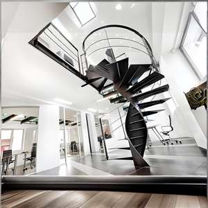 Escaliers en colimaçon préfabriqués en acier inoxydable de haute qualité Echelle extensible au design moderne pour usage intérieur et extérieur pour appartements - Product Image 4