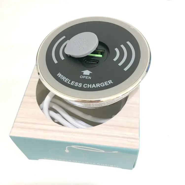 15W furniture wireless charger embedded on the table wireless charging built into desk