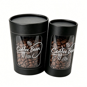Tubo Cilíndrico de Papel Kraft Blanco de Grado Alimenticio para Envasado de Café y Té con Ventana de Plástico, Logotipo Personalizado, Caja de Regalo en Tubo Negro - Product Image 4