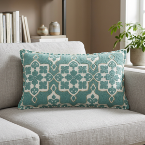 Precioso patrón Floral bordado a mano algodón Lumbar funda de almohada para el hogar Hotel Hospital uso-elegante respaldo decorativo - Product Image 3