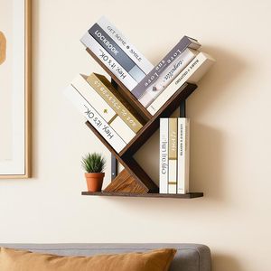 Passing On <b>The</b> <b>Kingdom</b> Tree Shaped Wall Mounted Bookshelf Brown Black 24 Inch Space Saving Bookcase For Home Office Storage - Product Image 1