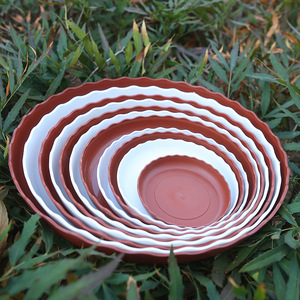 Plateaux ronds en plastique pour pots de fleurs, base de résine pour bac à eau, utilisation portable en extérieur et en intérieur, couleurs blanc et rouge brique - Product Image 4