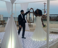 Piste de danse LED blanche étoilée, lumière blanche froide, dalles modulaires brillantes pour mariage, banquet, hôtel, événement, fête