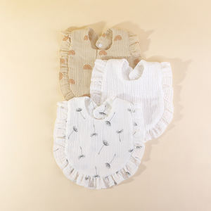 Nouveau-né infantile enfant en bas âge alimentation tablier burp chiffons salive serviette bébé bavoirs coton à volants garniture mousseline Bandana bave bavoirs - Product Image 3