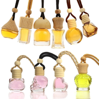 Diffuseur d'arômes suspendu en verre givré ovale pour voiture, avec bouchon en bois, décoration d'intérieur, flacon de parfum 5ml 10ml 15ml, vente en gros