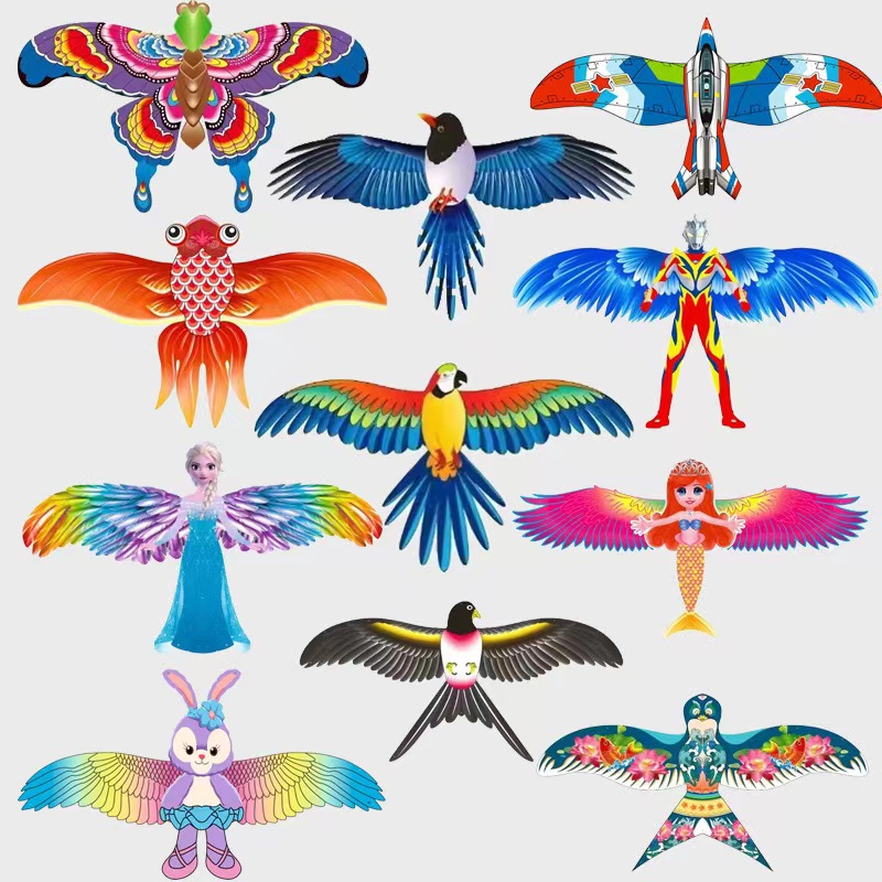 Weifang Hongyun canne à pêche cerf-volant dessin animé enfants cerf-volant dynamique miniature jouets en plastique perroquet aigle hirondelle cerf-volant