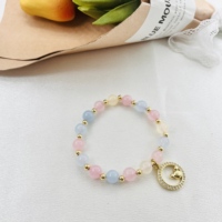 Bracelet à breloques en forme de souris de dessin animé en pierre naturelle de haute qualité pour filles, cadeau de fête des mères, vente en gros de bijoux