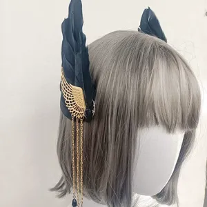 Barrette décorative en forme d'aile d'ange HL & accessoire capillaire gothique steampunk Lolita, épingle à cheveux crâne ODM pour Halloween - Product Image 1