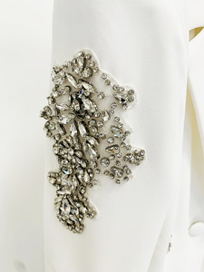 Disponibile Novità 2025 Completo da Donna Elegante da Ufficio Stile Europeo con Strass Blazer a Bottone Singolo e <span class=keywords><strong>Pantaloni</strong></span> Larghi 2 Pezzi - Product Image 5