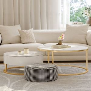 <span class=keywords><strong>Table</strong></span> basse de salon, style moderne et luxueux, simple, petite, familiale, plateau rond en pierre, combinaison de <span class=keywords><strong>table</strong></span> basse - Product Image 4