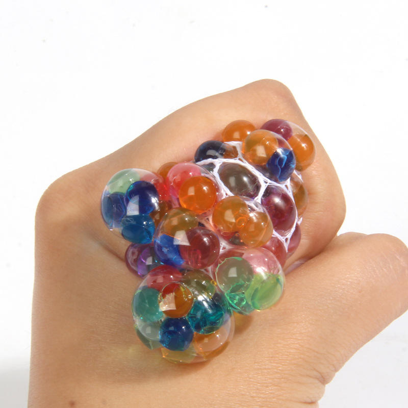 Stress - Relief Squeeze Ball, TPR Soft Rubber Rebound Novelty Fidget Ball with Mesh - Wrapped Water Beads, Fidget Toy