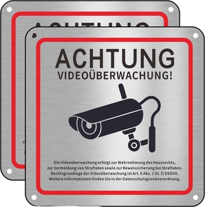 Segno di videosorveglianza personalizzato SECURUN proprietà privata 15X15 cm segno di sorveglianza della telecamera in alluminio - Product Image 2