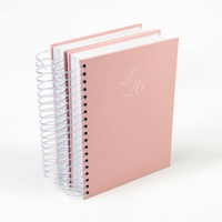 Agenda mensuel personnalisé à couverture rigide avec reliure spirale, format B5, couverture en tissu de lin, journal, carnet, impression
