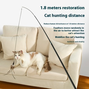 Di lusso 1.8cm eco-friendly tirante telescopico interattivo Pet forniture giocattolo per gatti cani gatto Teaser Mouse Self-Hi piuma pesci - Product Image 2