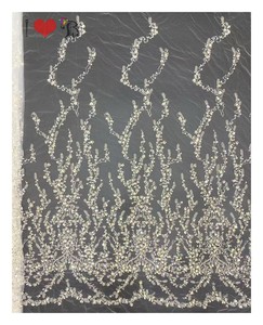 Tissu en dentelle à paillettes argentées Blinglace, perles transparentes, tissu en dentelle à paillettes argentées pour robe de mariée - Product Image 4