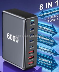 600W High Quality Multi-Function Charger Pd <b>Adapter</b> 3 USB+5 <b>Type</b>-<b>c</b> 8 Ports Desktop Charger Station for Phone Tablet and Laptop - Product Image 2