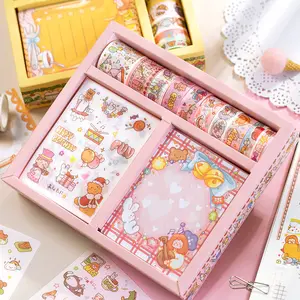 7 Ontwerpen Gift Notities Set 10 + 10 + 30 Pcs Washi Tape Washi Art Card Stickers Notes Memo Pads