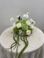 Arrangement floral de mariage vert populaire, centre de table en soie artificielle avec hortensia vert et rose blanche pour décoration de mariage