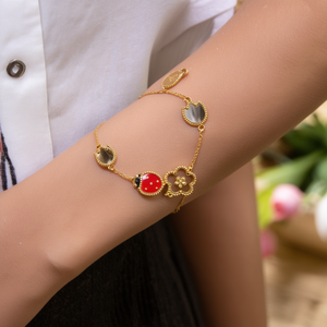 สร้อยข้อมือแฟชั่นดีไซน์ดอกไม้เต่าทอง ชุบทอง PVD สแตนเลส 316L เครื่องประดับสำหรับผู้หญิง - Product Image 3