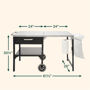 Table de cuisson extérieure pliable en acier inoxydable avec roues 48x24" Flame Tamer Eco-Friendly - Moderne et multifonctionnelle - Product Image 5