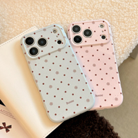 Coque de téléphone antichoc en TPU+PC style INS à pois et motifs floraux pour 17/16/15 ProMax avec dragonne