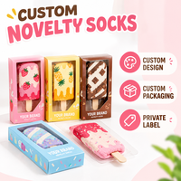 Chaussettes fantaisie personnalisées en forme de bâtonnets de crème glacée, chaussettes mignonnes pour femmes, design personnalisé, boîte cadeau, marque privée, OEM, vente en gros
