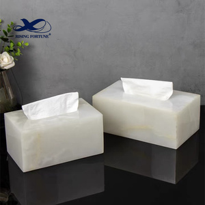 Boîte de rangement carrée rectangulaire pour serviettes hygiéniques, boîte de rangement de luxe en marbre vert et blanc, porte-serviettes en papier Onyx noir pour la maison - Product Image 4